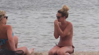 Small boobs on the beach