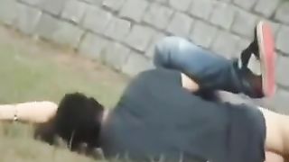 Couple gets fucked in a public place